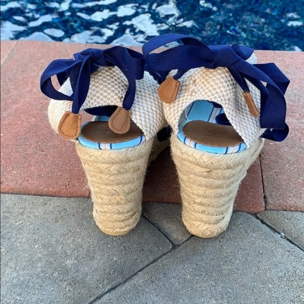 J. Crew Wedge Espadrilles Ankle Tie Size 7